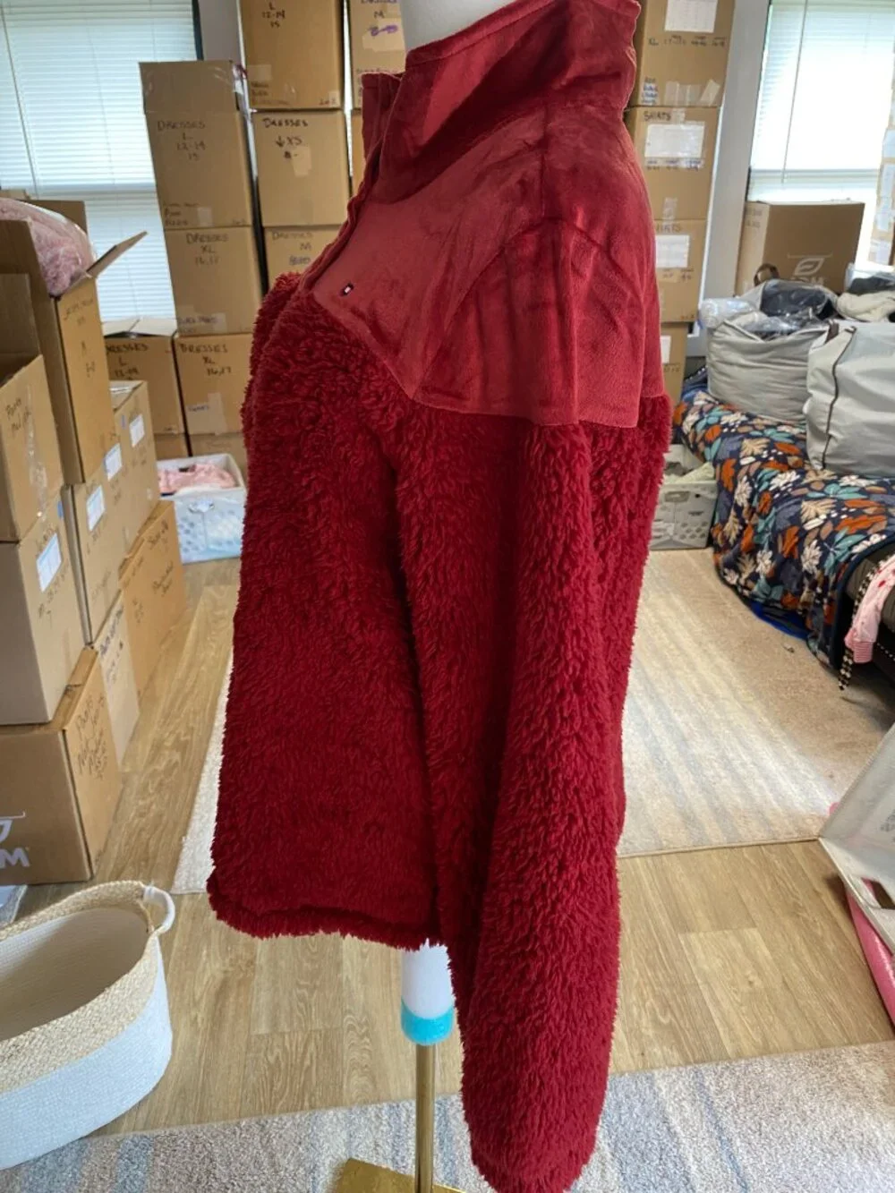 NEW Tommy Hilfiger Sherpa Velour Lounge Set Red Size M